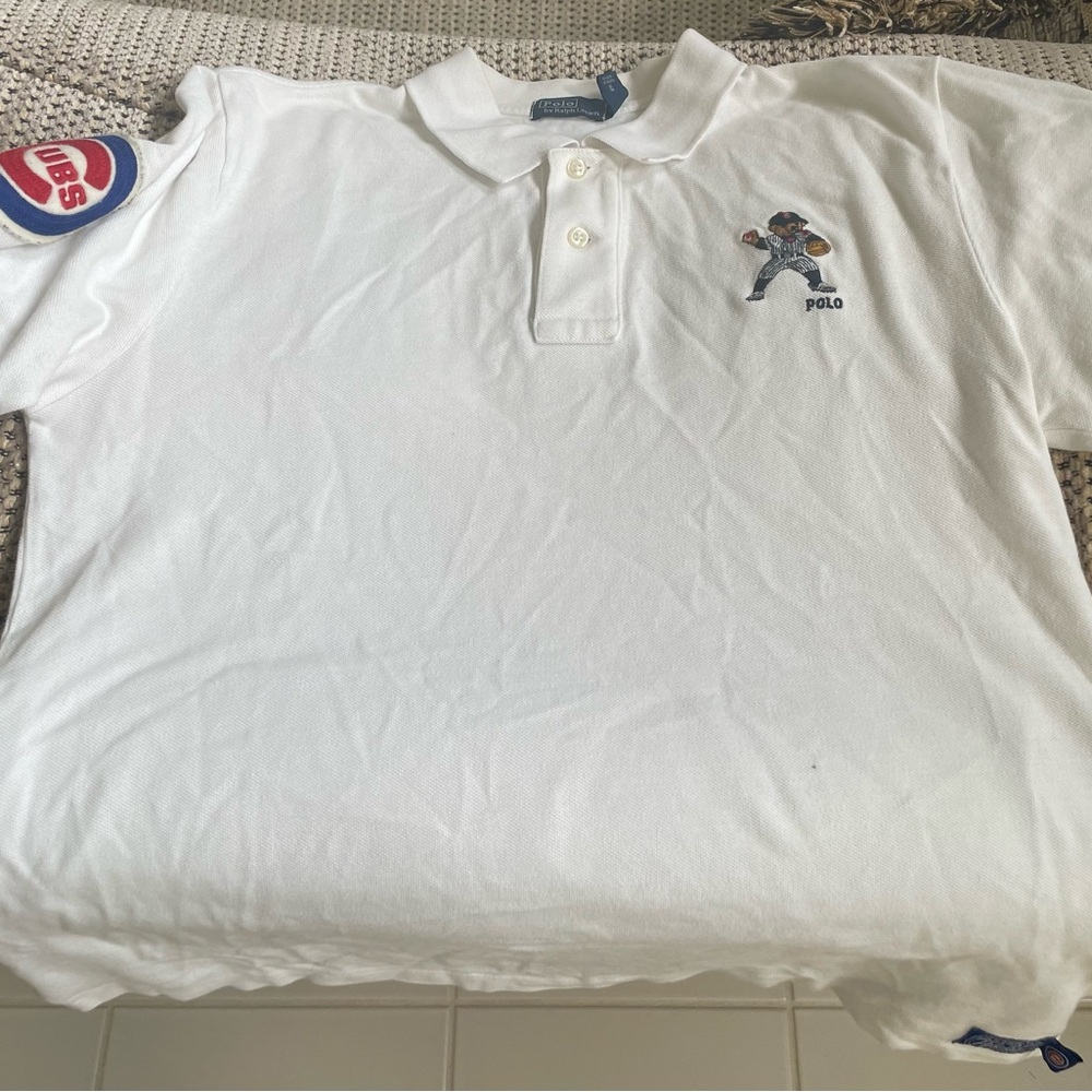 Chicago Cubs Ralph Lauren Polo Bear Shirt YOUTH L (14-16) White